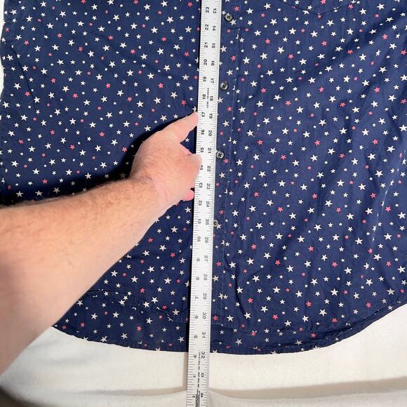 Denim & Supply Ralph Lauren Button Shirt Men XXL Reg Fit Red White Stars on Blue - Picture 11 of 12
